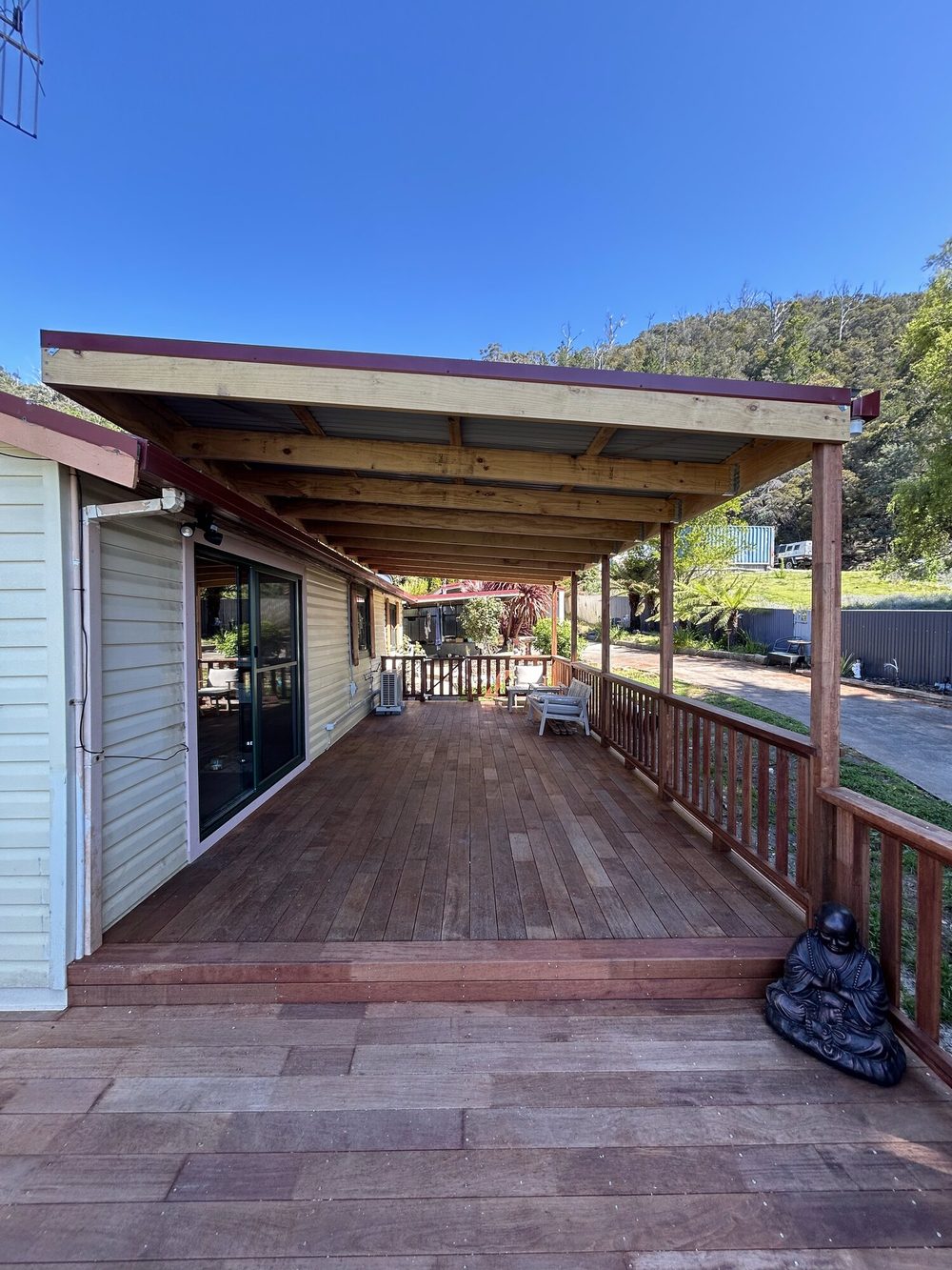 Timber deck with pergola cover