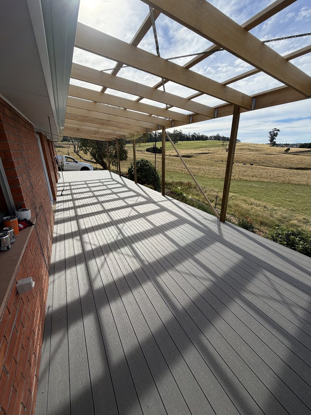 Pergola framing under construction